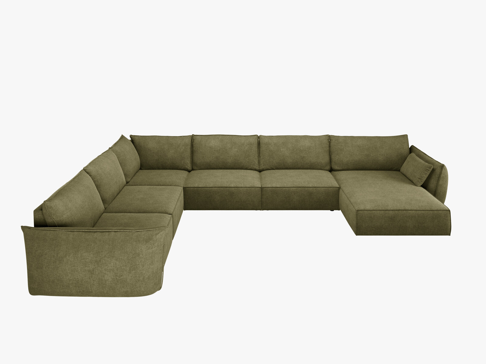 Micadoni Panorama-Ecksofa Kaelle 8-Sitzer Links Chenille Over The Horizon Grün