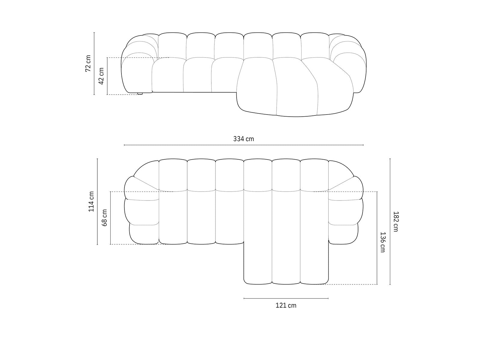 Micadoni Ecksofa Diana 4-Sitzer Rechts 3D-Stoff Espresso