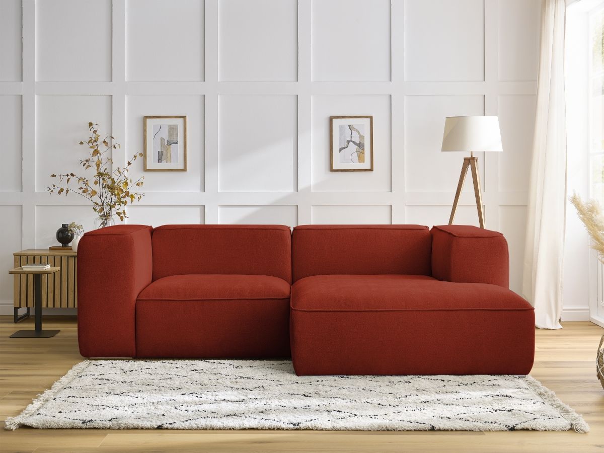 Bobochic Zephyr Ecksofa 260 × 165 cm Strukturstoff Orange Ecke rechts