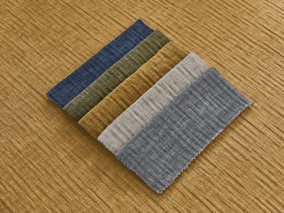 Bobochic Atilla Ecksofa mit Schlaffunktion und Bettkasten Strukturstoff Gelb Ecke rechts