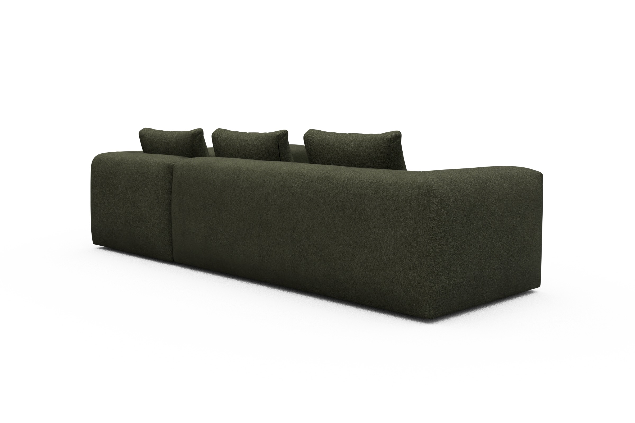 Ecksofa Fred 2x 2,5-Sitzer rechts offen Boucle-Forest-Green