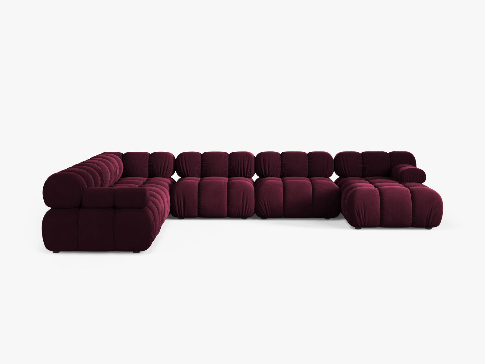 Micadoni Modulares Panorama Ecksofa Bellis 8-Sitzer Links Samt Venus Burgunder