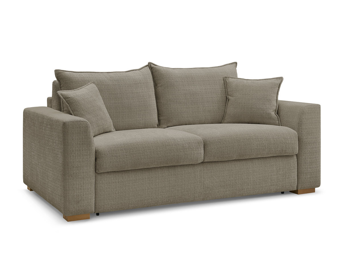 Bobochic Augustin Schlafsofa 3-Sitzer Strukturstoff Taupe, Liegefläche 160 × 200 cm