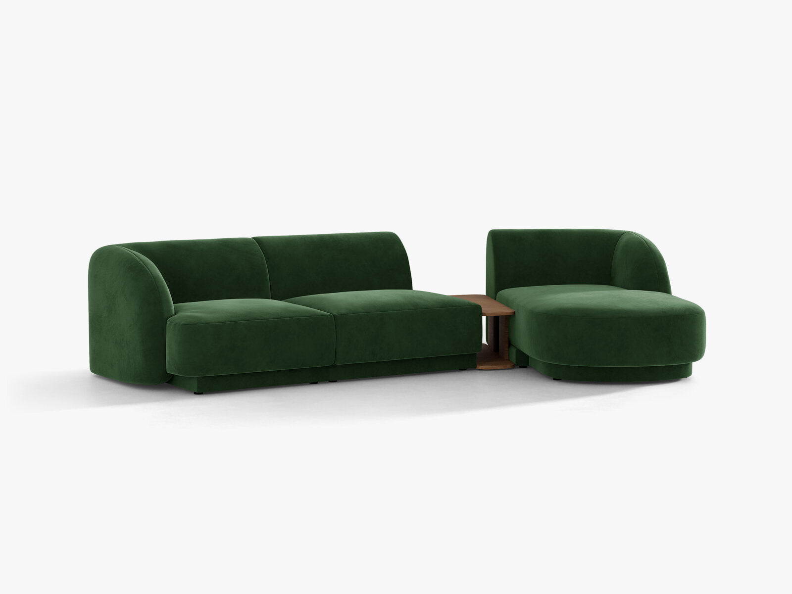 Micadoni Modulares Sofa Miley mit Recamiere 3-Sitzer Rechts Samt Venus Flaschengrün