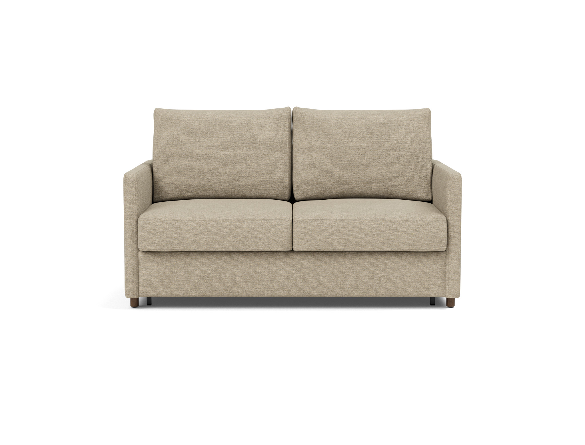 Schlafsofa Neah mit Slim-Armlehnen 140 Strukturierter Stoff Taura 356-Sand