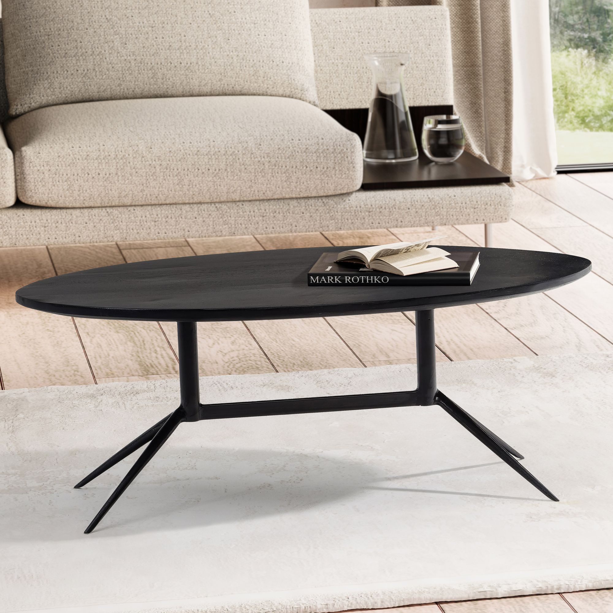 Couchtisch Eidsdal Mango Massivholz Schwarz 90 × 50 × 35 cm