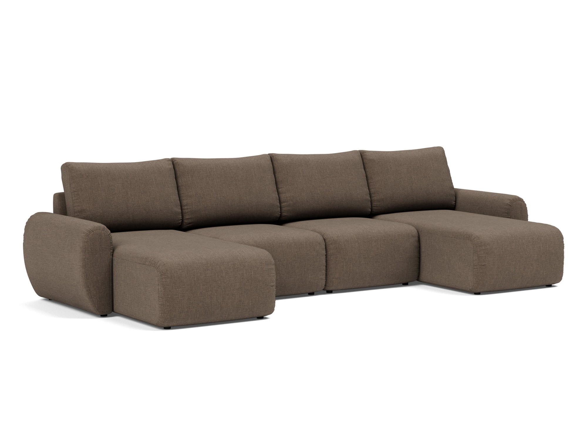 Schlafsofa Norum U-Form mit Curve-Armlehnen Chenille Esina 411-Cedar-Brown