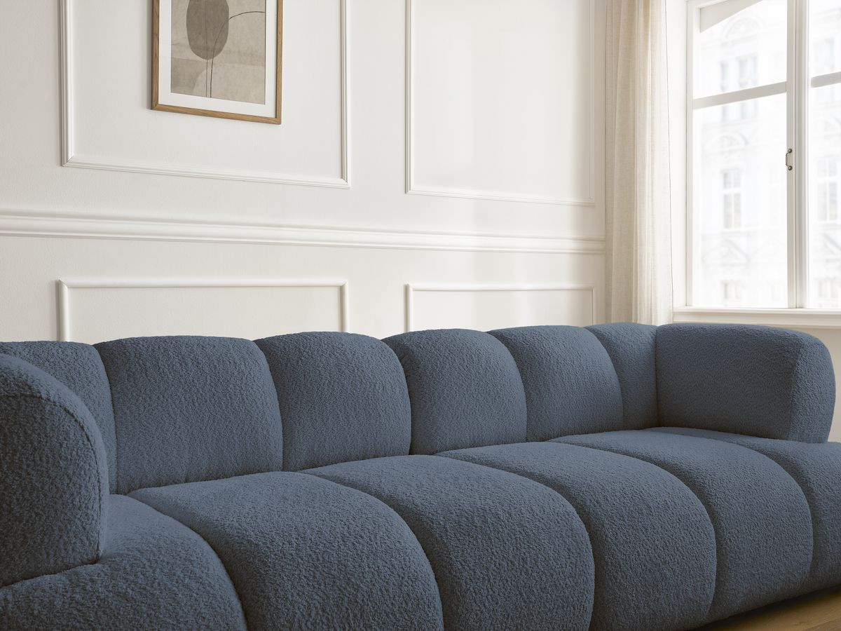 Bobochic Pamira Sofa 3-Sitzer Bouclé-Stoff Dunkelblau