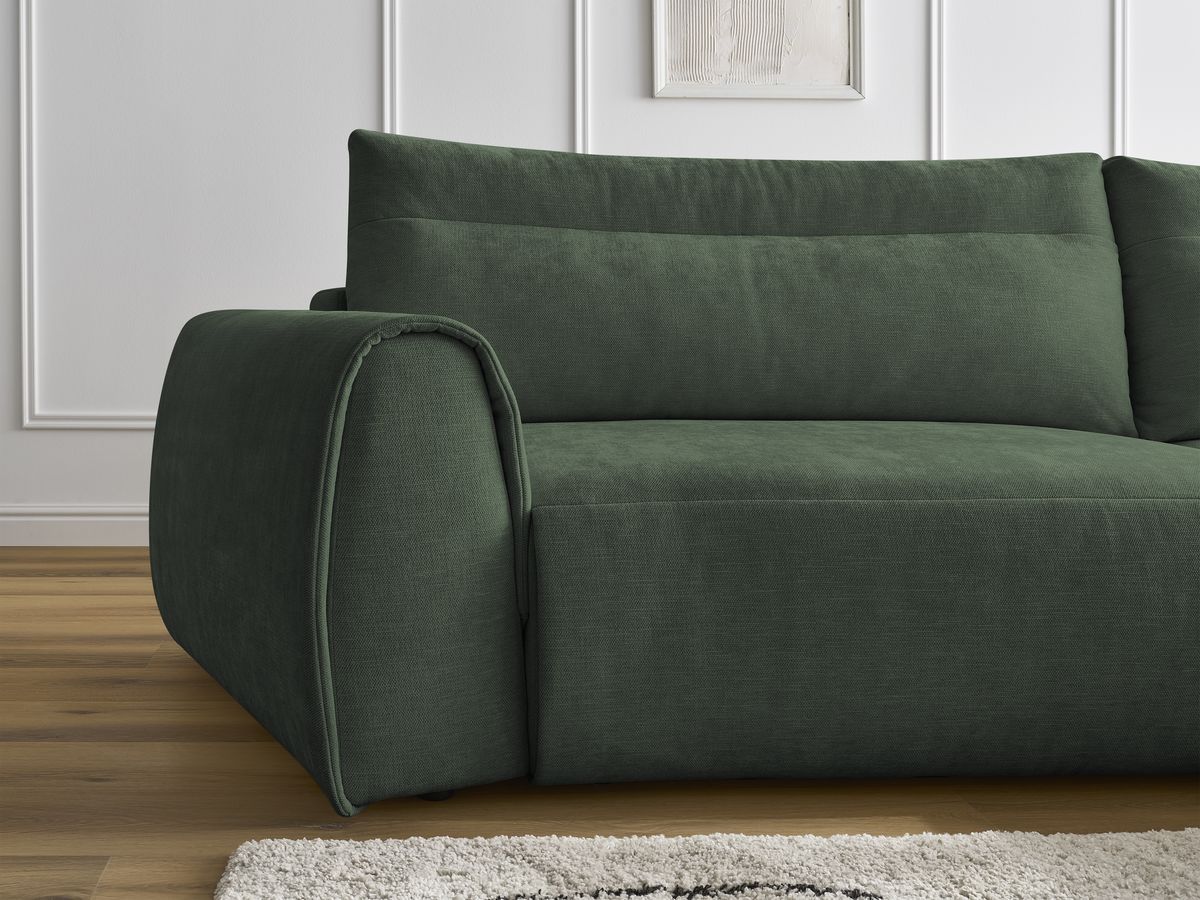 Bobochic Aden Ecksofa 293 × 152 cm Stoff Grün Ecke rechts