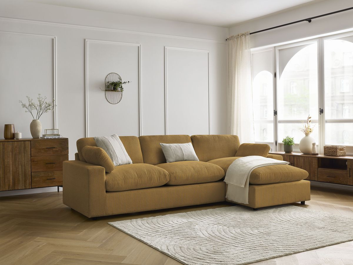 Bobochic Belair Ecksofa 280 × 139 cm Cordsamt Gelb