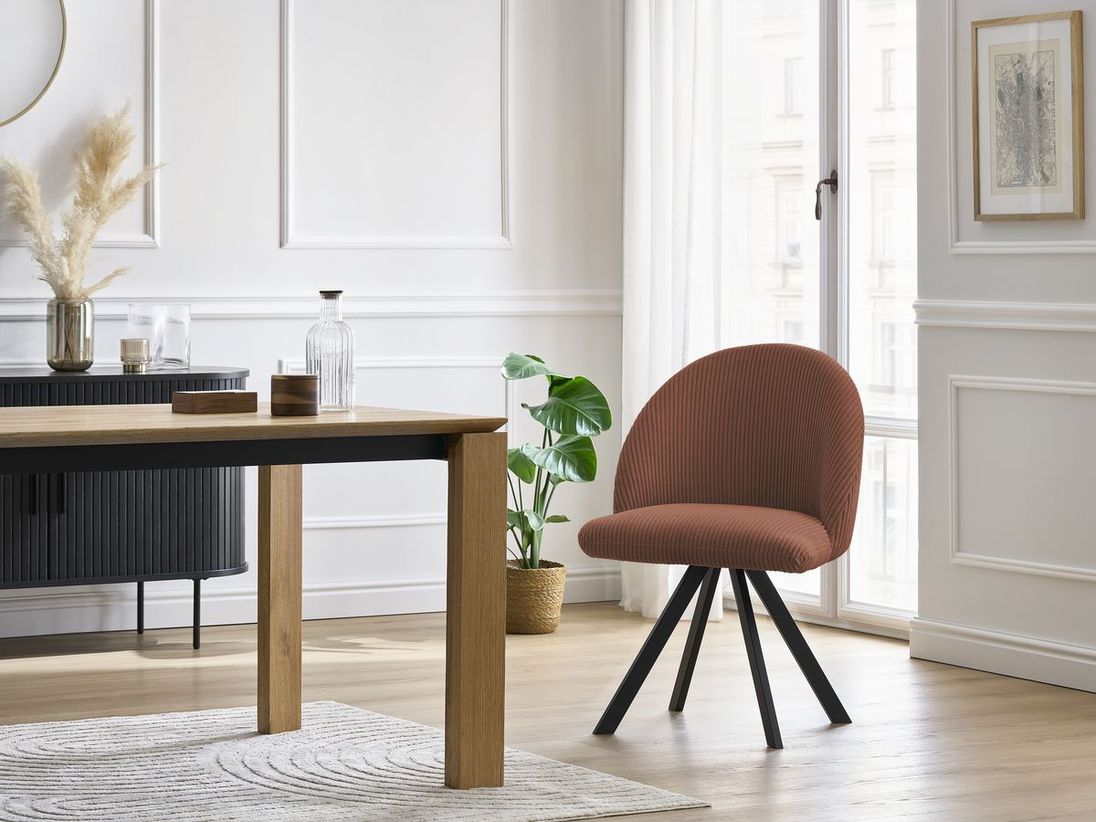 Bobochic Lalie Esszimmerstuhl 4er-Set mit Sternfuß Cordsamt Orange