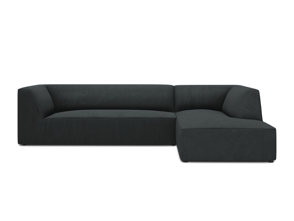 Cosmopolitan Design Ecksofa Siena 4-Sitzer Kord Scala Schwarz Rechts