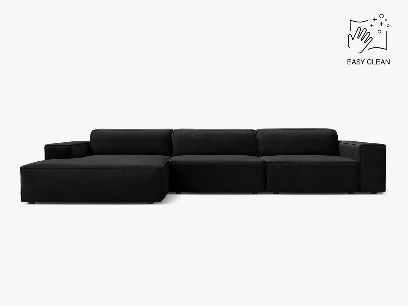 Micadoni Ecksofa Jodie 4-Sitzer Samt Venus Schwarz Links