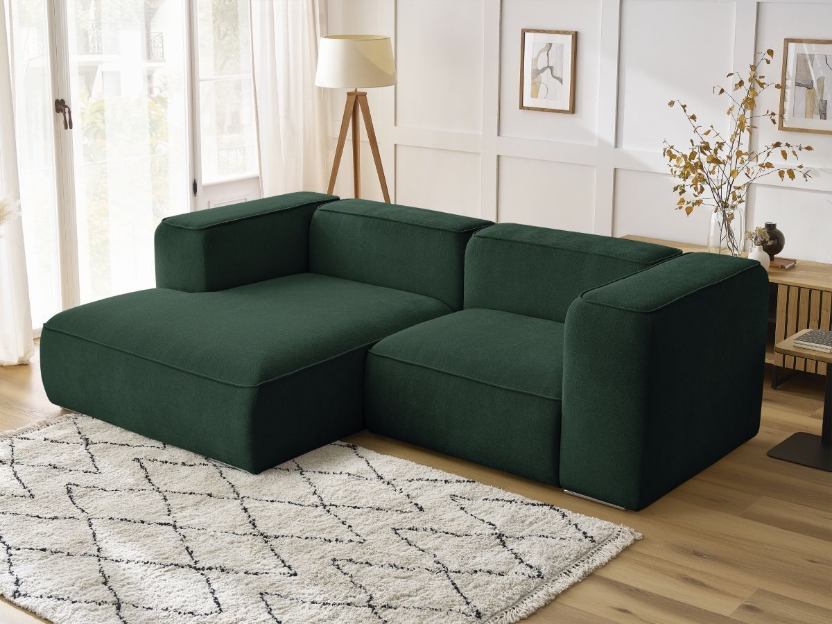 Bobochic Zephyr Ecksofa 260 × 165 cm Strukturstoff Grün Ecke links