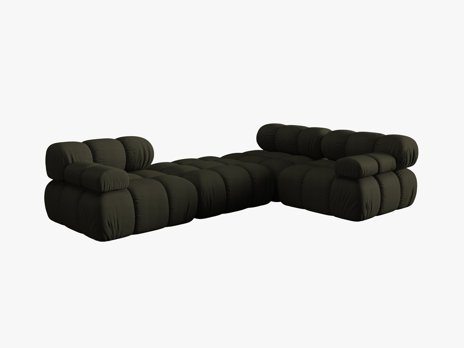Micadoni Modulares Sofa Bellis 4-Sitzer mit flachem Modul 3D-Stoff Sonic Amazonas Grün