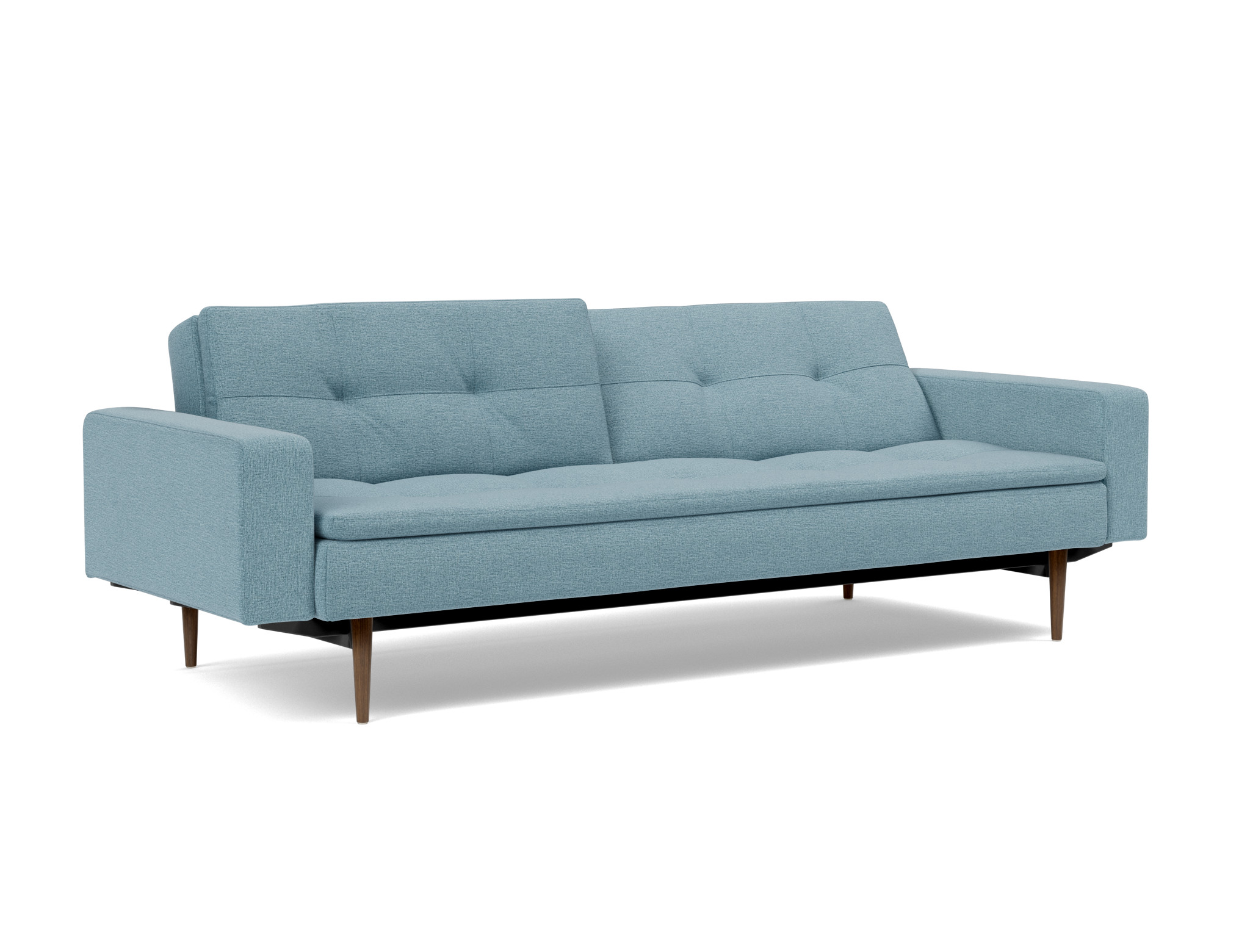Schlafsofa Dublexo mit Armlehnen Flachgewebe Mixed Dance 525-Light-Blue Beine Styletto Eiche dunkel