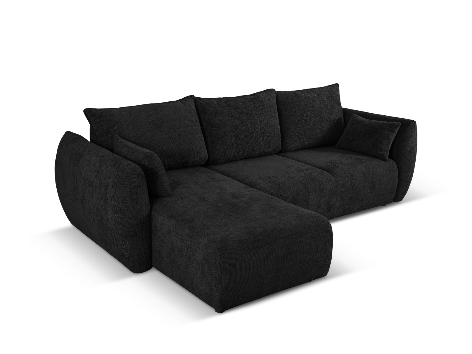 Cosmopolitan Design Ecksofa Matera 4-Sitzer mit Schlaffunktion Chenille Eden Anthrazit Links
