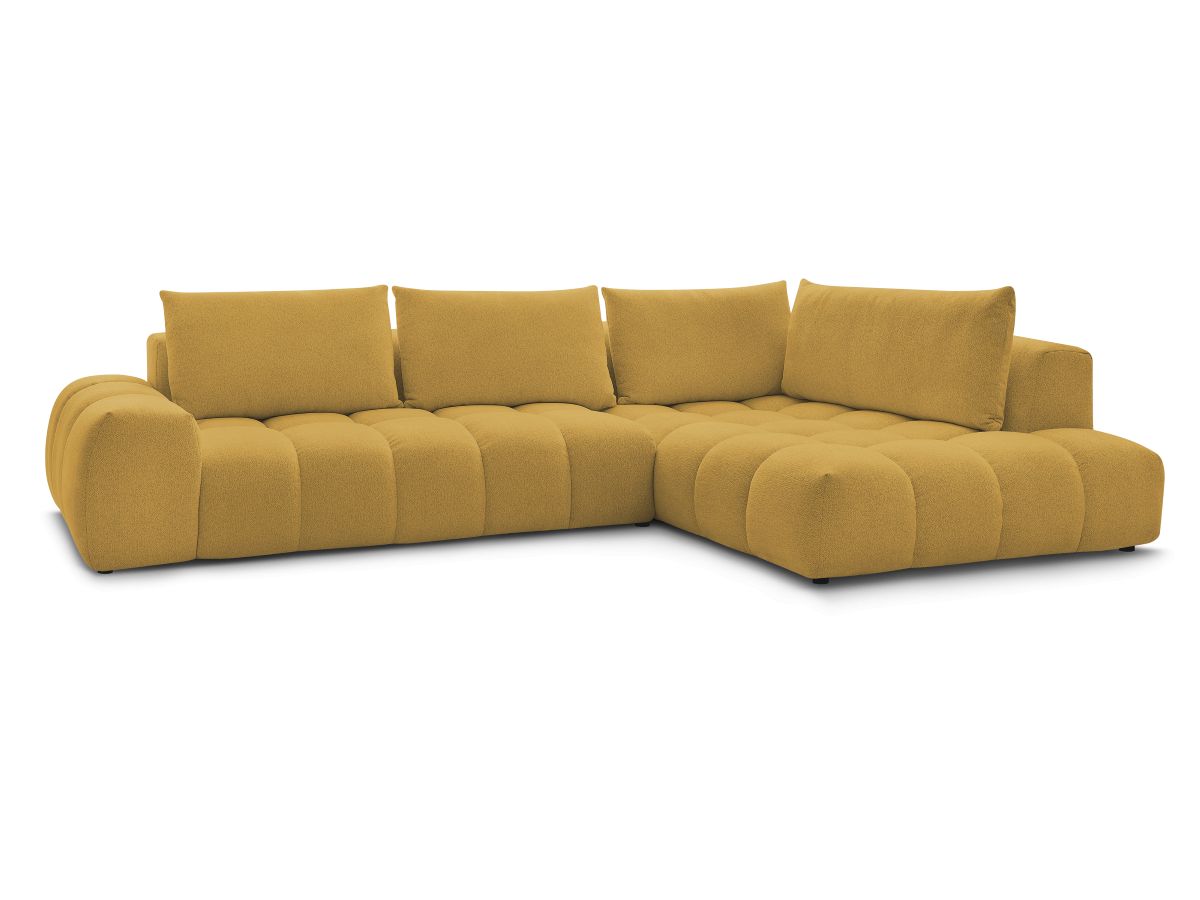 Bobochic Everest Ecksofa, 4 Kissen Melange-Stoff Gelb Ecke rechts