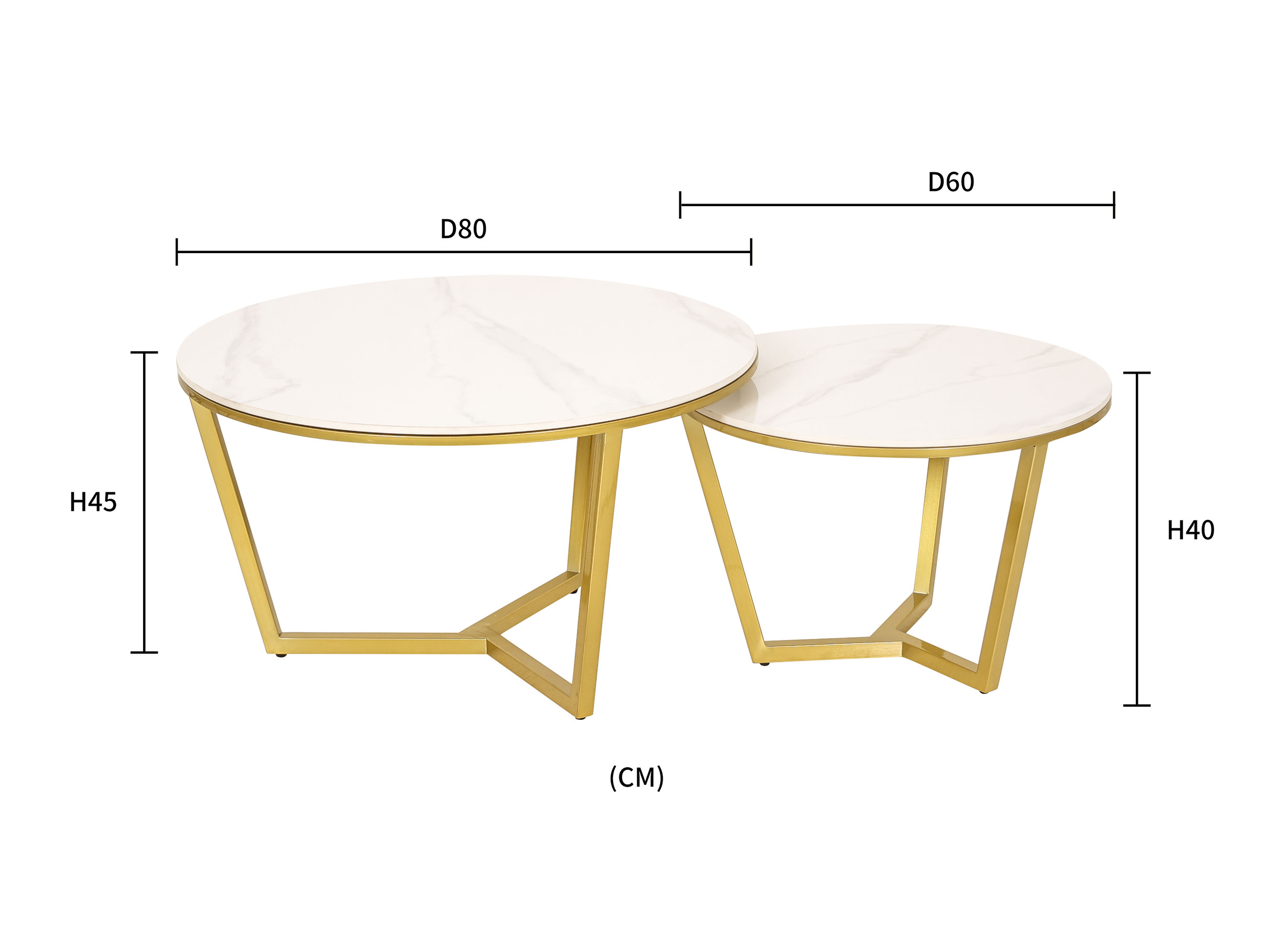 Livin Hill Couchtisch Set Modig Goldene Beine, weiße Tischplatte M67