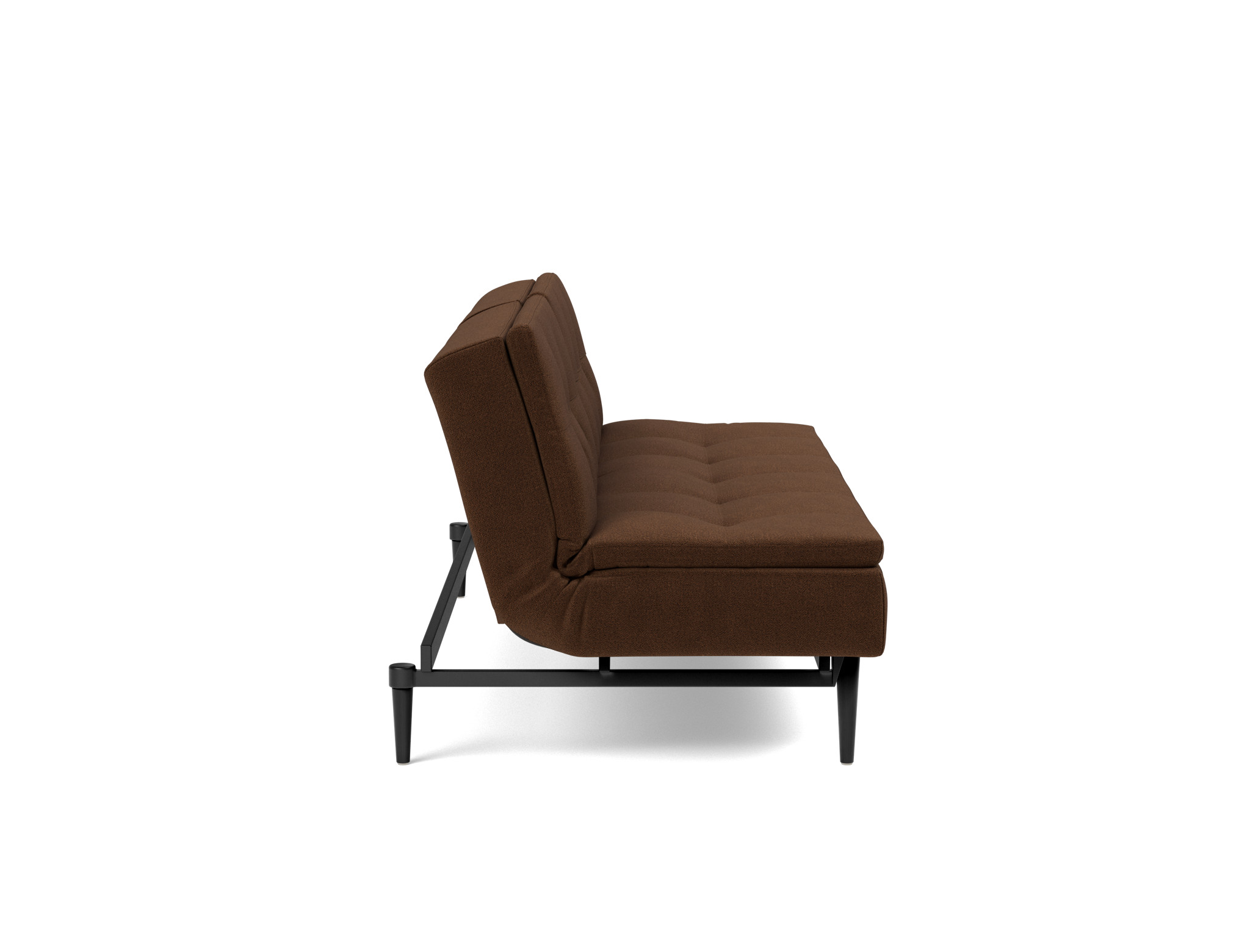 Schlafsofa Dublexo Strukturierter Stoff Taura 359-Cappuccino Beine Styletto Eiche schwarz