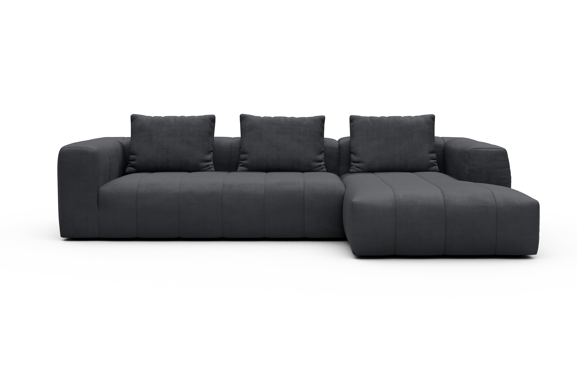 Ecksofa Hugo 2,5-Sitzer Armlehne links mit Chaiselongue Cordufine-Slate-Grey