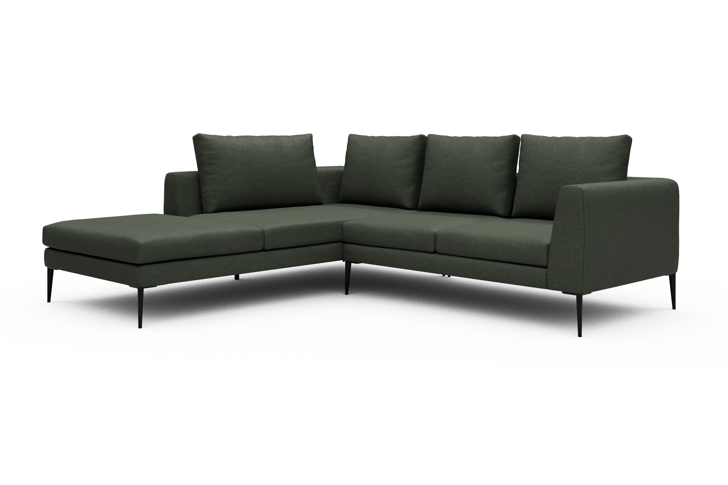 Ecksofa Paul Relax-Ecke links mit 2-Sitzer Denari-Forest-Green