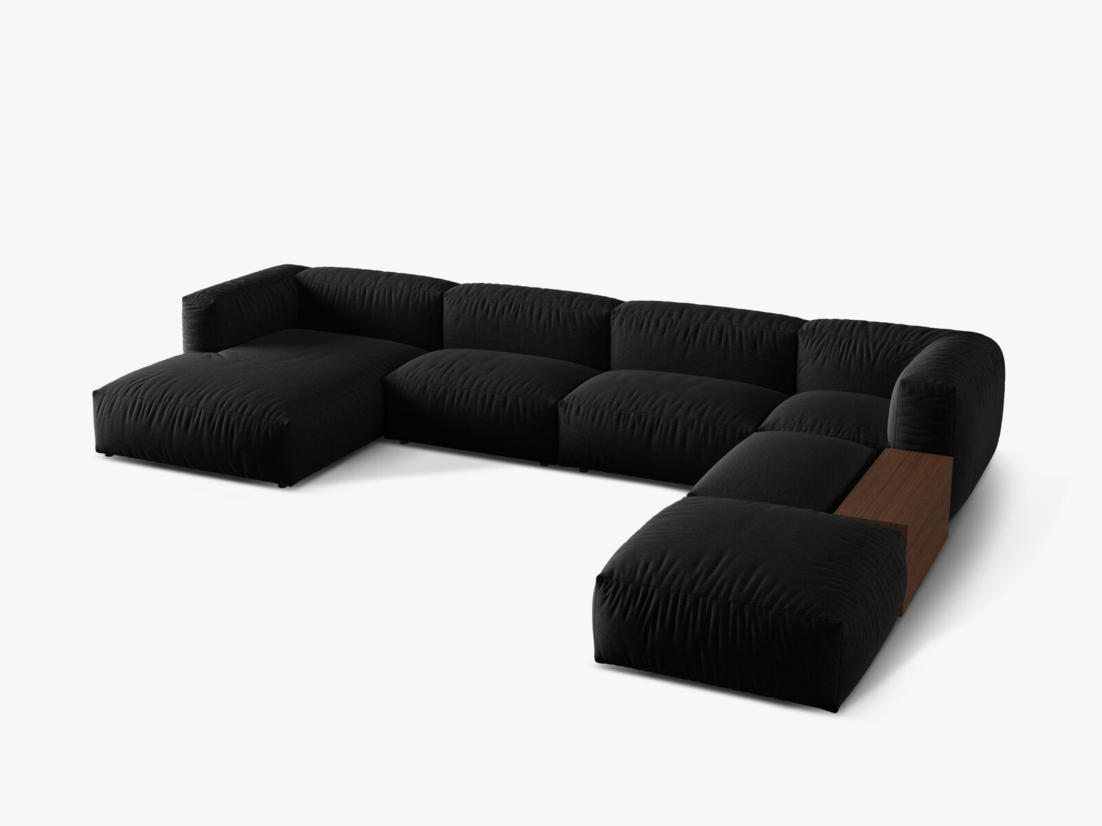 Micadoni Panorama-Ecksofa Martina 5-Sitzer Rechts Strukturierter Stoff Schwarz