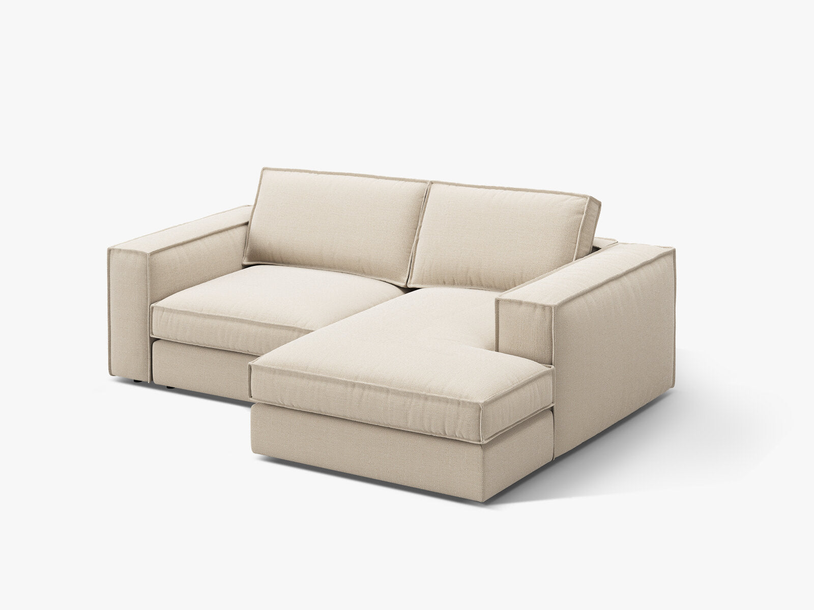 Micadoni modulares Ecksofa Pola 2-Sitzer kleine Version Rechts Strukturierter Stoff Babel Beige
