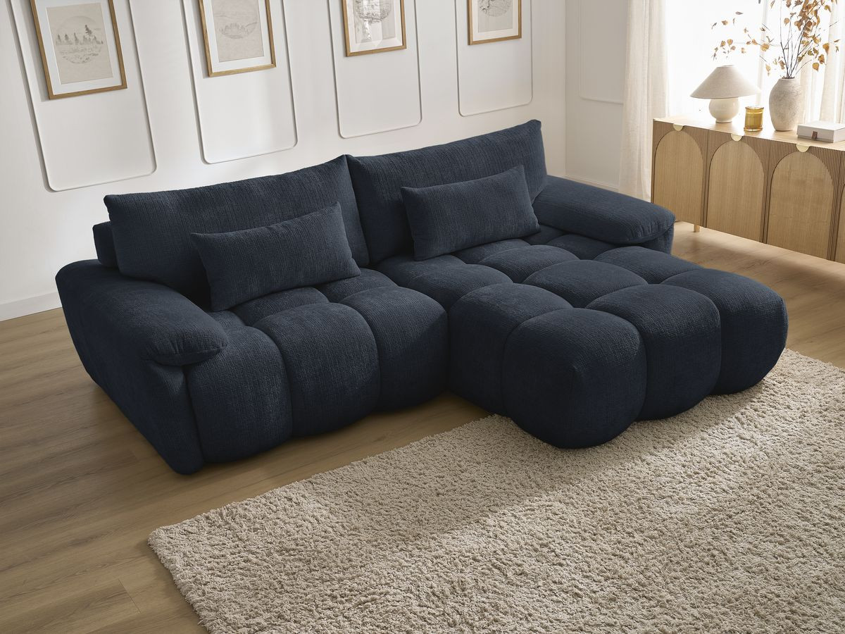 Bobochic Ivane Ecksofa Strukturstoff Dunkelblau Ecke rechts