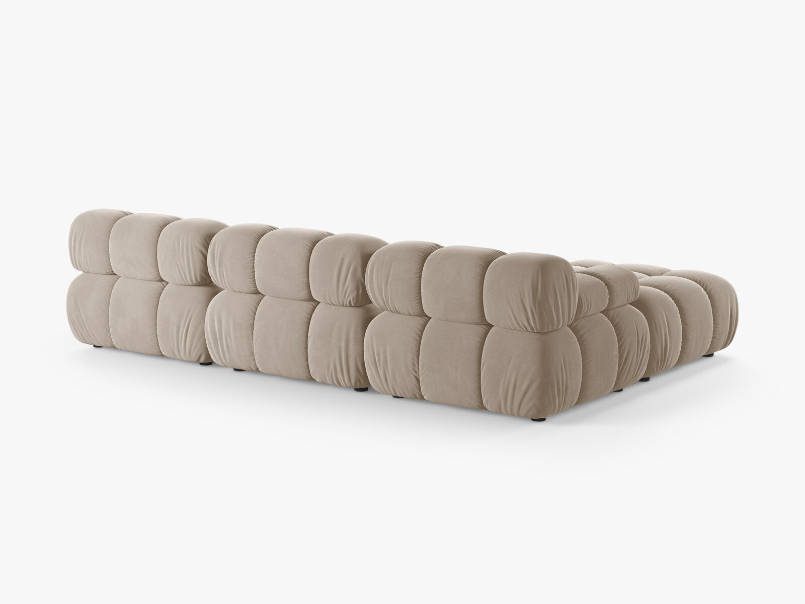 Micadoni Modulares Sofa Bellis 4-Sitzer mit flachem Modul Samt Bluvel Dunkelbeige