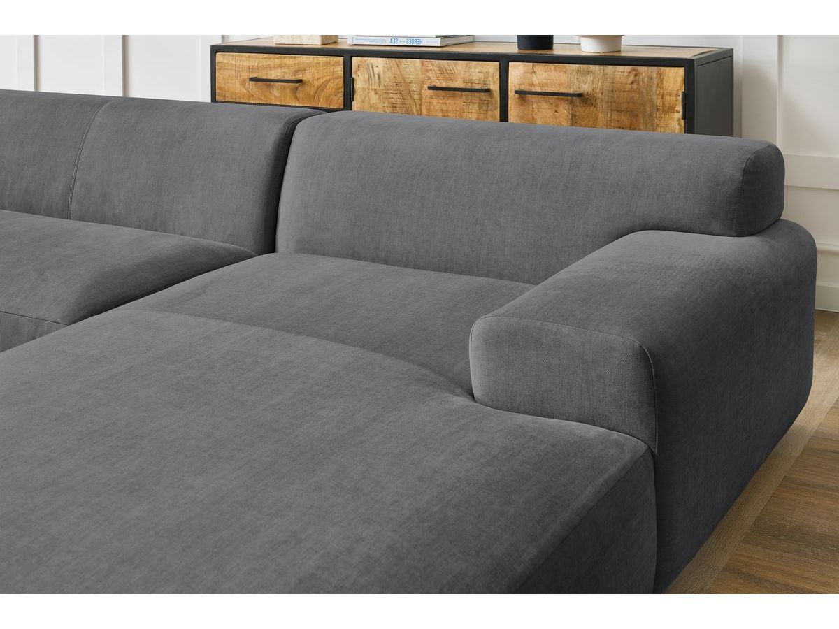 Bobochic Lavena Wohnlandschaft 359 × 220 cm Samt Dunkelgrau Ecke rechts