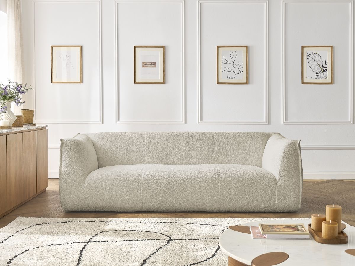 Bobochic Giorgia Sofa 3-Sitzer Bouclé-Stoff Beige