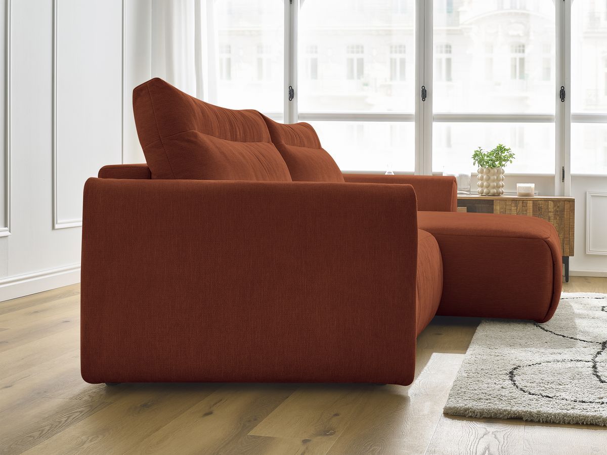 Bobochic Aden Ecksofa 293 × 152 cm Stoff Orange Ecke rechts