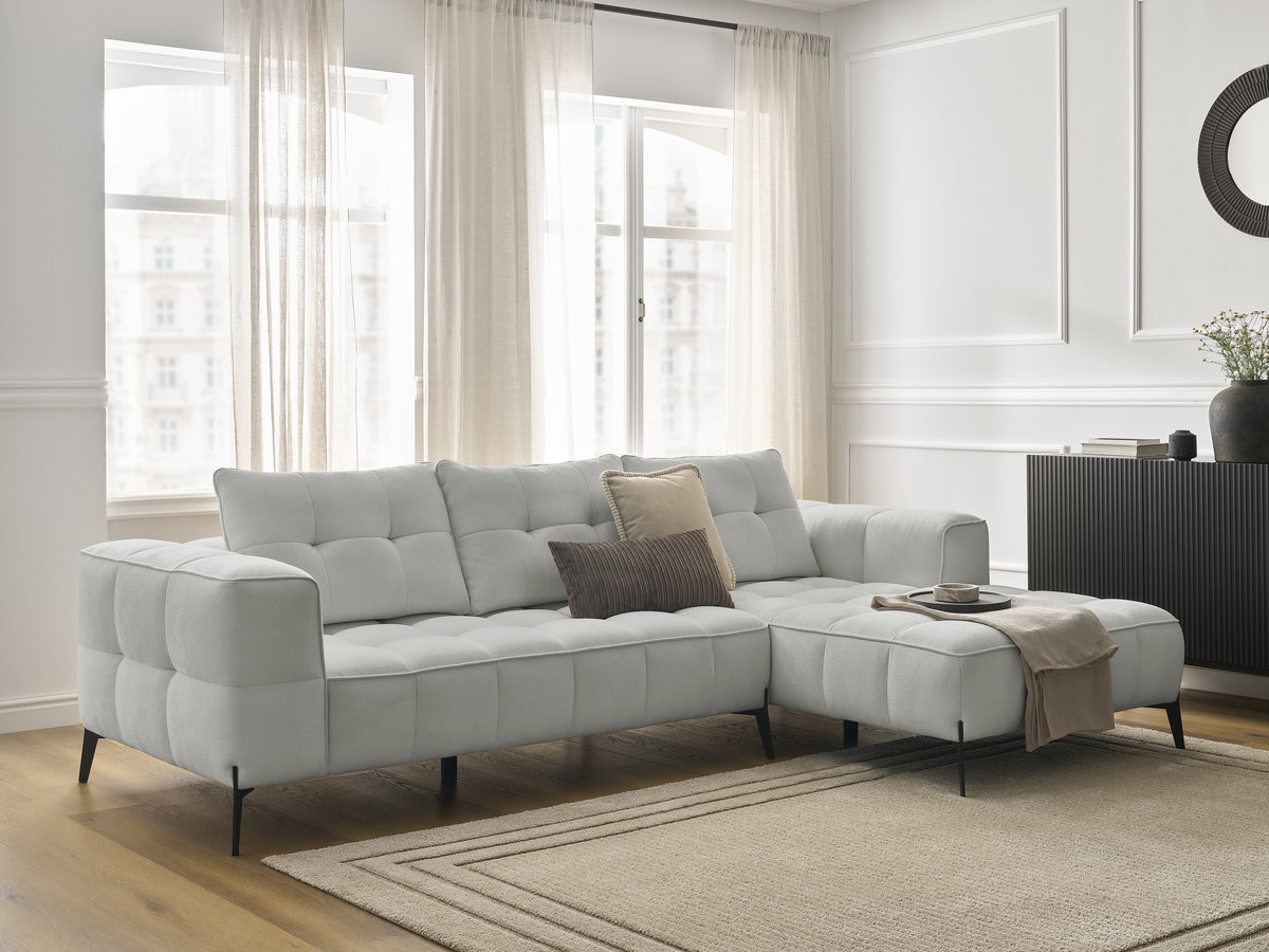 Bobochic Anis Ecksofa Strukturstoff Hellgrau Ecke rechts