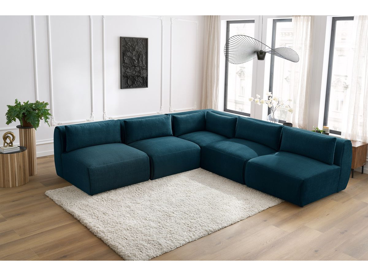 Bobochic Jeanne Ecksofa 299 × 299 cm Samt Dunkelblau