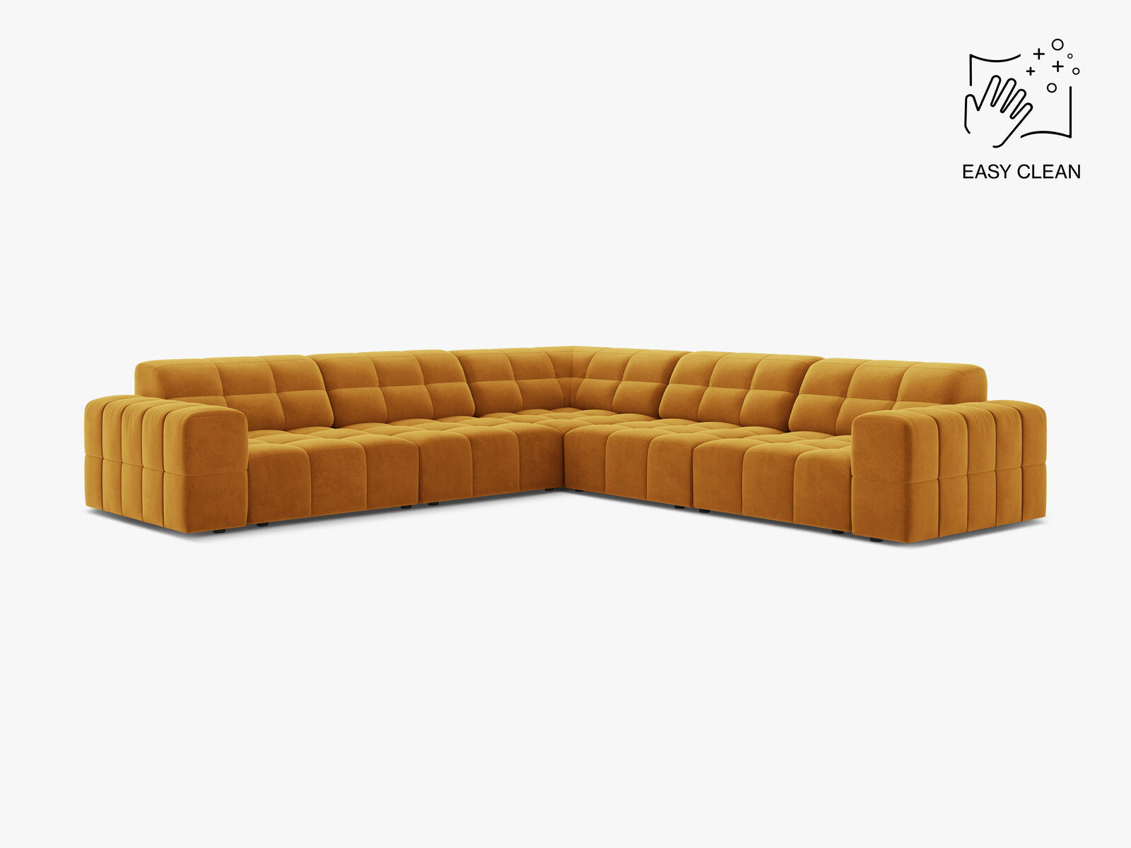 Micadoni Jennifer Modulares Ecksofa 7-Sitzer Samt Venus Gelb