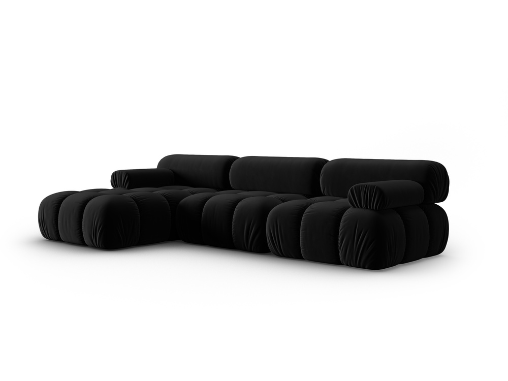 Cosmopolitan Design Modulares Ecksofa Cortina 4-Sitzer Samt Bluvel Schwarz Links