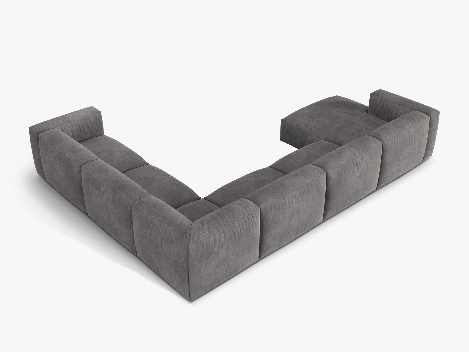 Micadoni modulares Ecksofa XL Martina 6-Sitzer Rechts Samt Vogue Grau