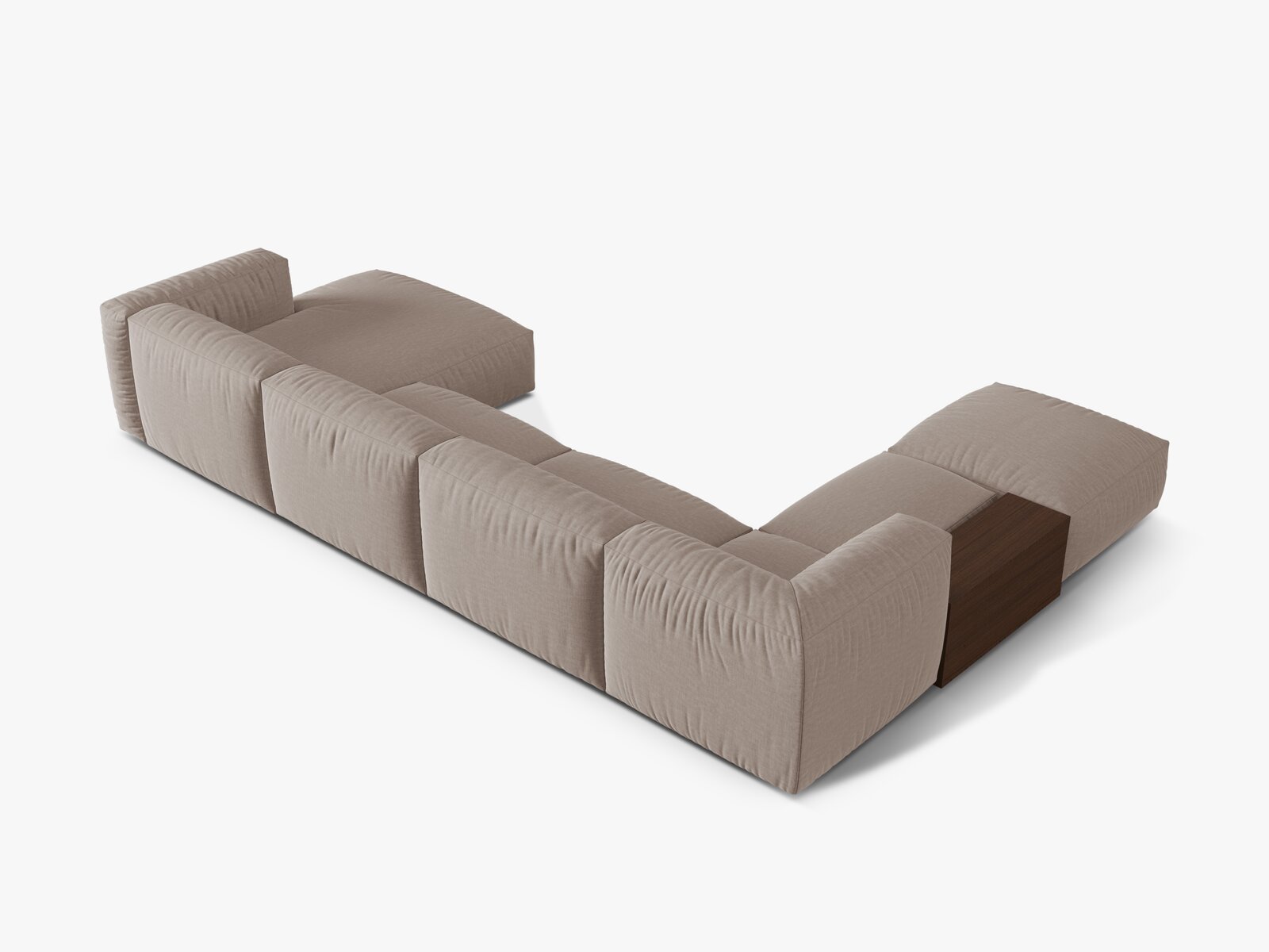 Micadoni Panorama-Ecksofa Martina 5-Sitzer Links Strukturierter Stoff Dunkelbeige