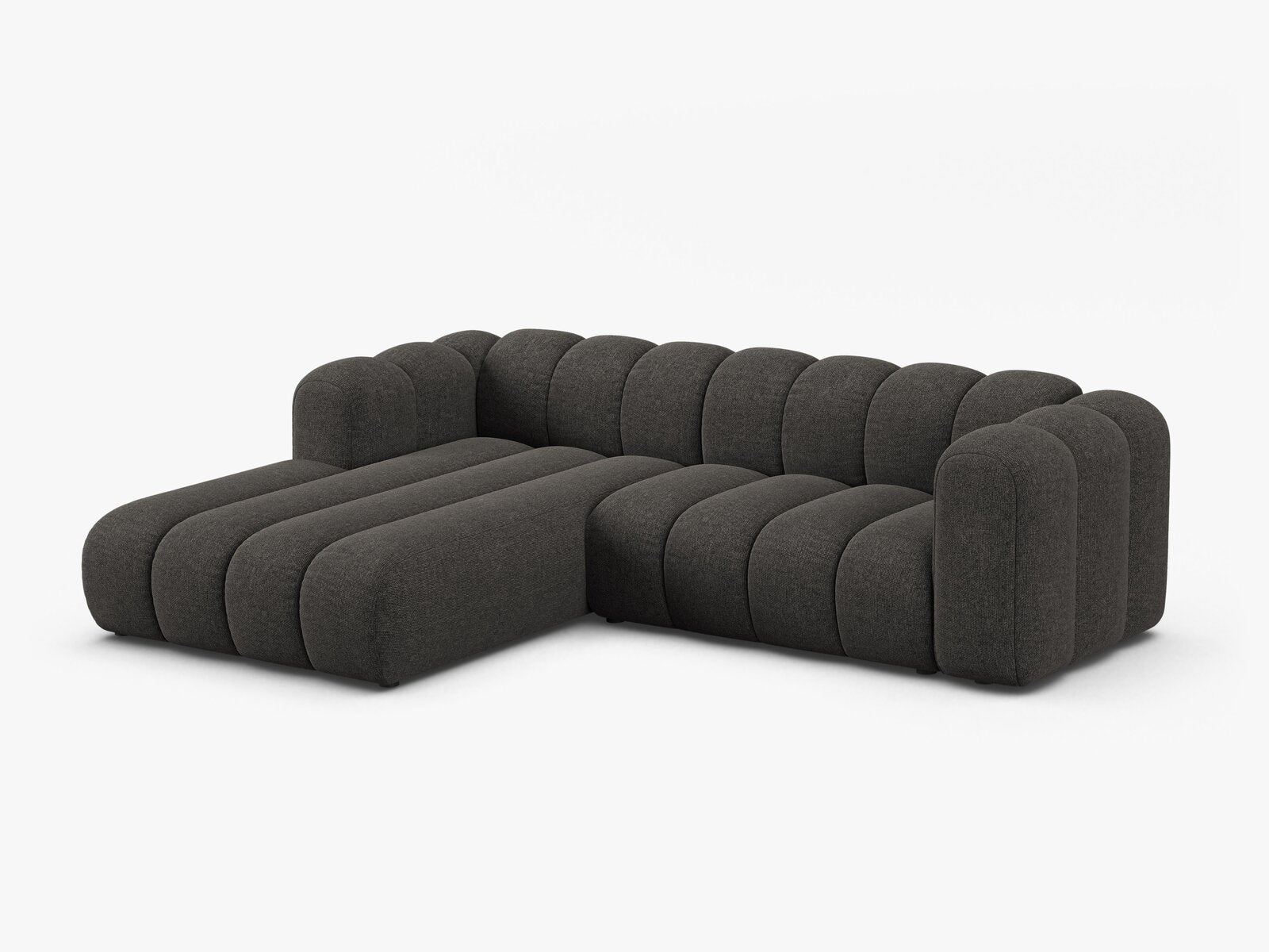 Micadoni Modulares Ecksofa Lupine 4-Sitzer mittelgroß Links Chenille Eden Dunkelgrau