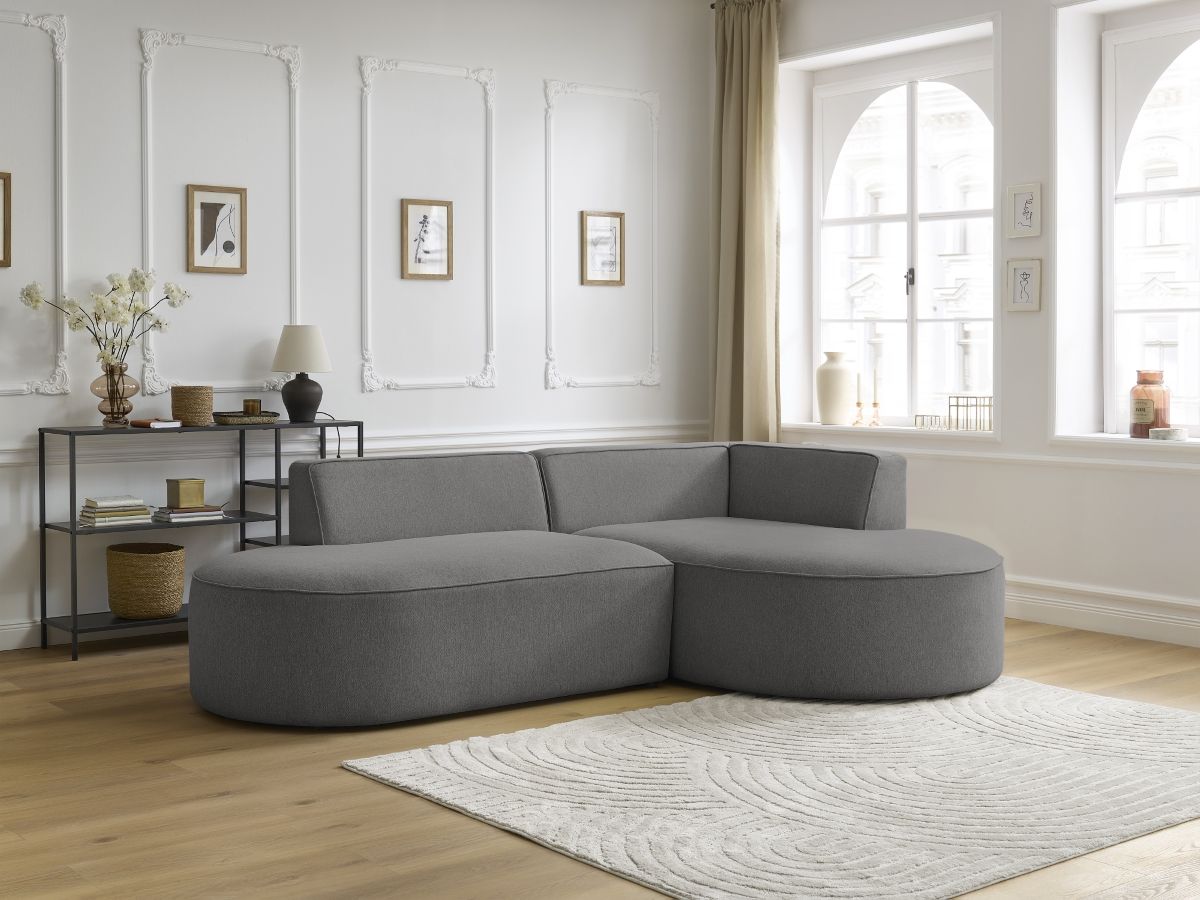 Bobochic Rousseau Ecksofa Melange-Stoff Dunkelgrau Ecke rechts