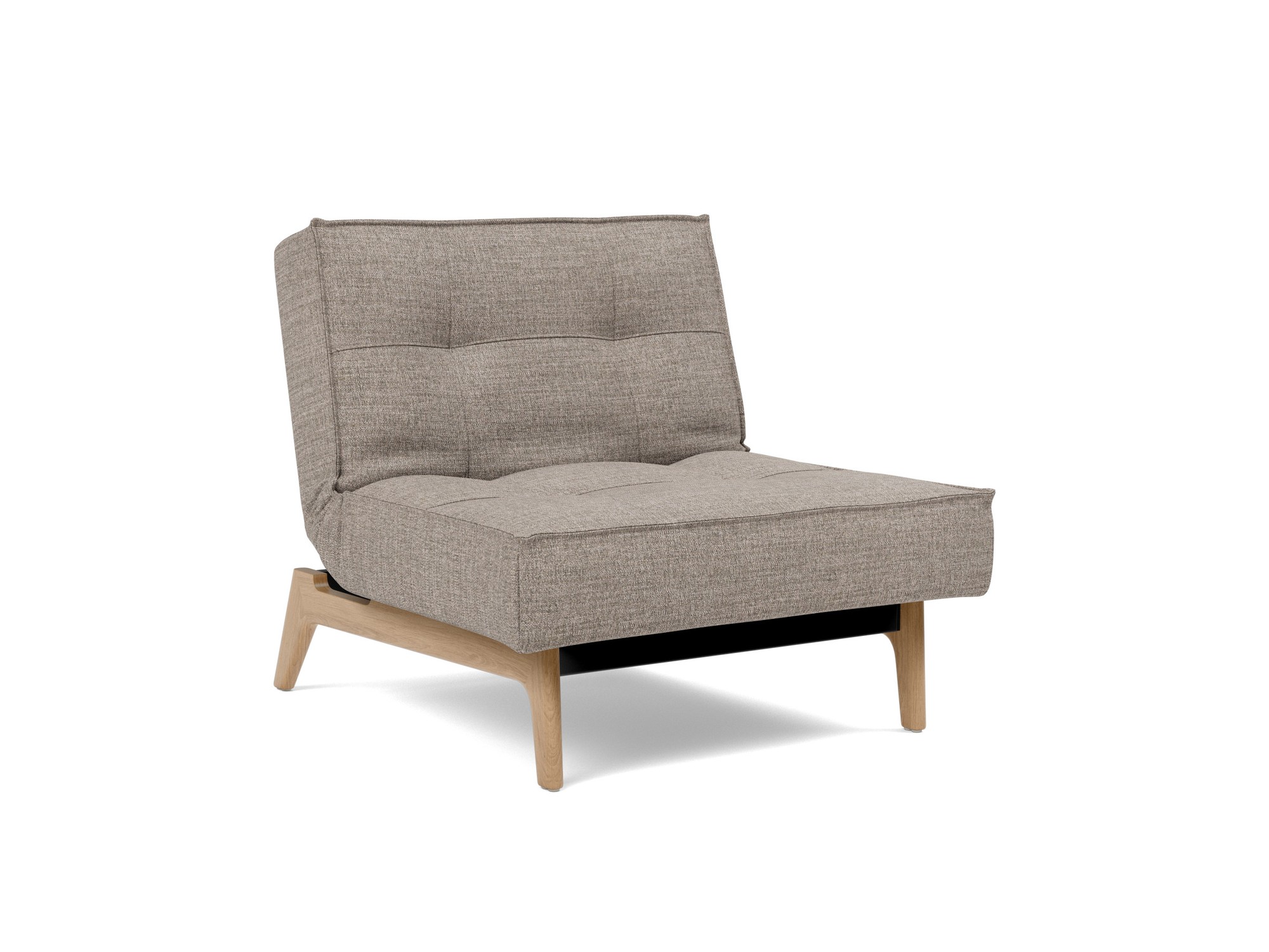 Sessel Splitback Chenille Yuveno 472-Warm-Grey Beine Eiche