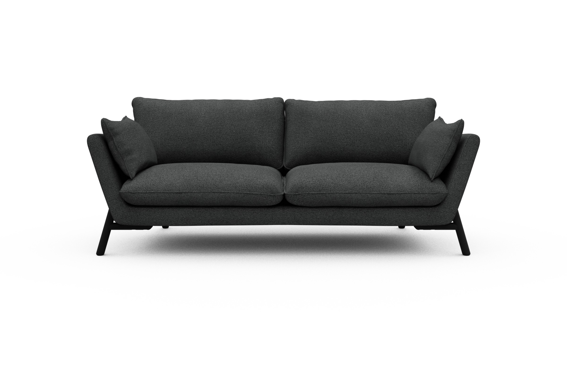 Skandi Home Sofa Emil 3-Sitzer Beinfarbe Eiche Schwarz Boucle-Charcoal moebelfaktor