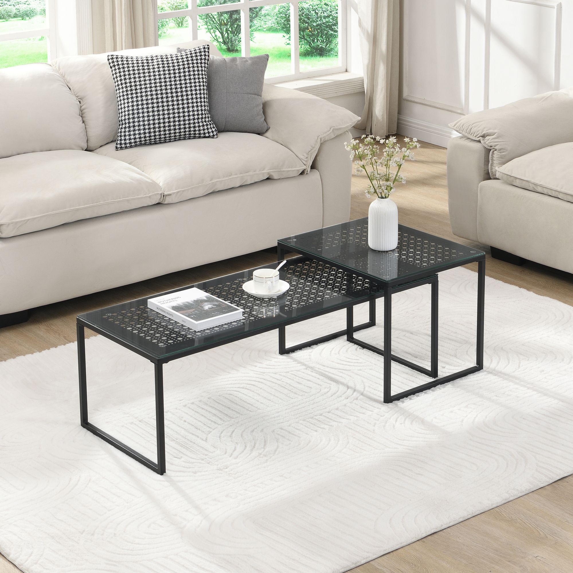 Satztisch 2er-Set Kabelvag Glas Schwarz 100 × 40 × 35 cm