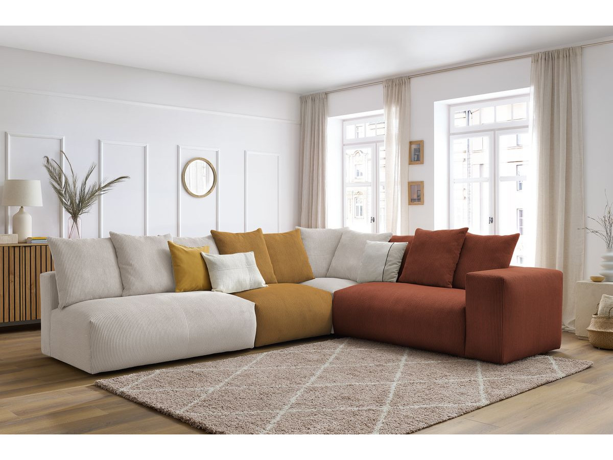 Bobochic Voltaire Ecksofa 322 × 268 cm Cordsamt Mehrfarbig Ecke rechts