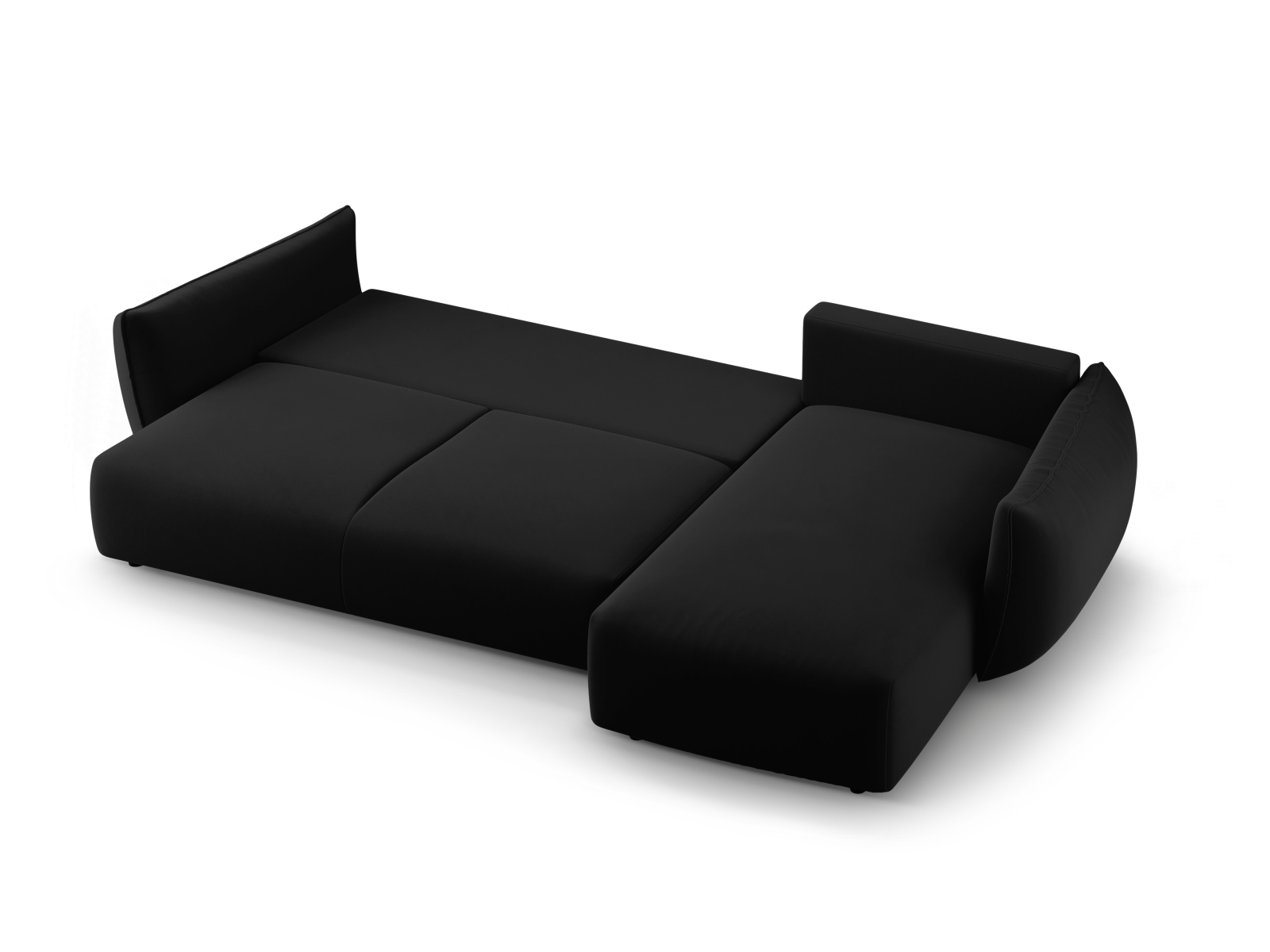 Cosmopolitan Design Ecksofa Matera 4-Sitzer mit Schlaffunktion Samt Salvador Schwarz Rechts