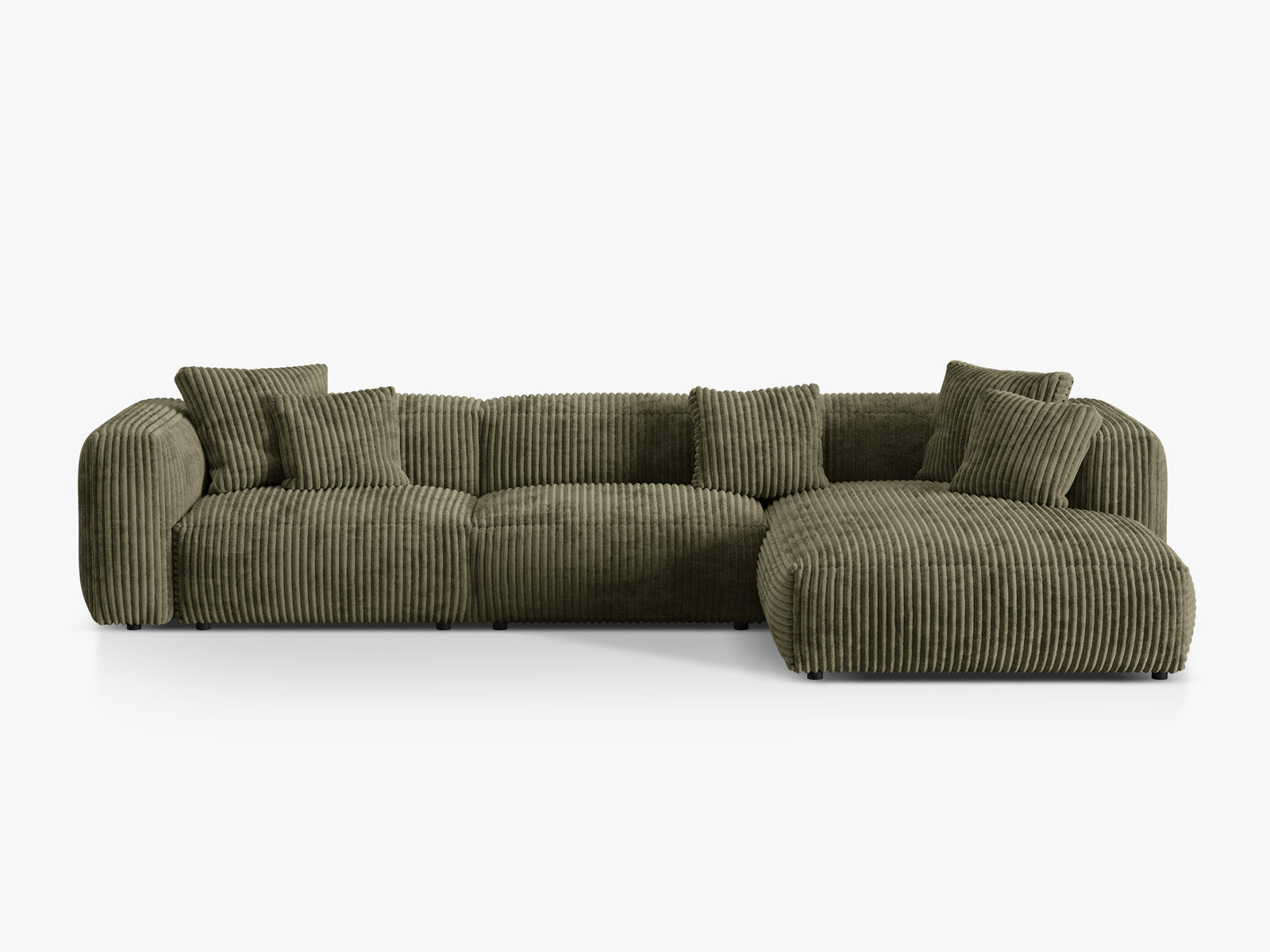 Micadoni Ecksofa Martina 3-Sitzer Rechts Kord Tilia Moßgrün