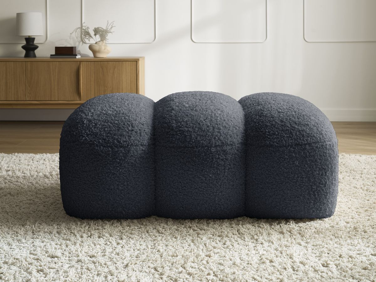 Bobochic Hippolyte Pouf Bouclé-Stoff Dunkelgrau
