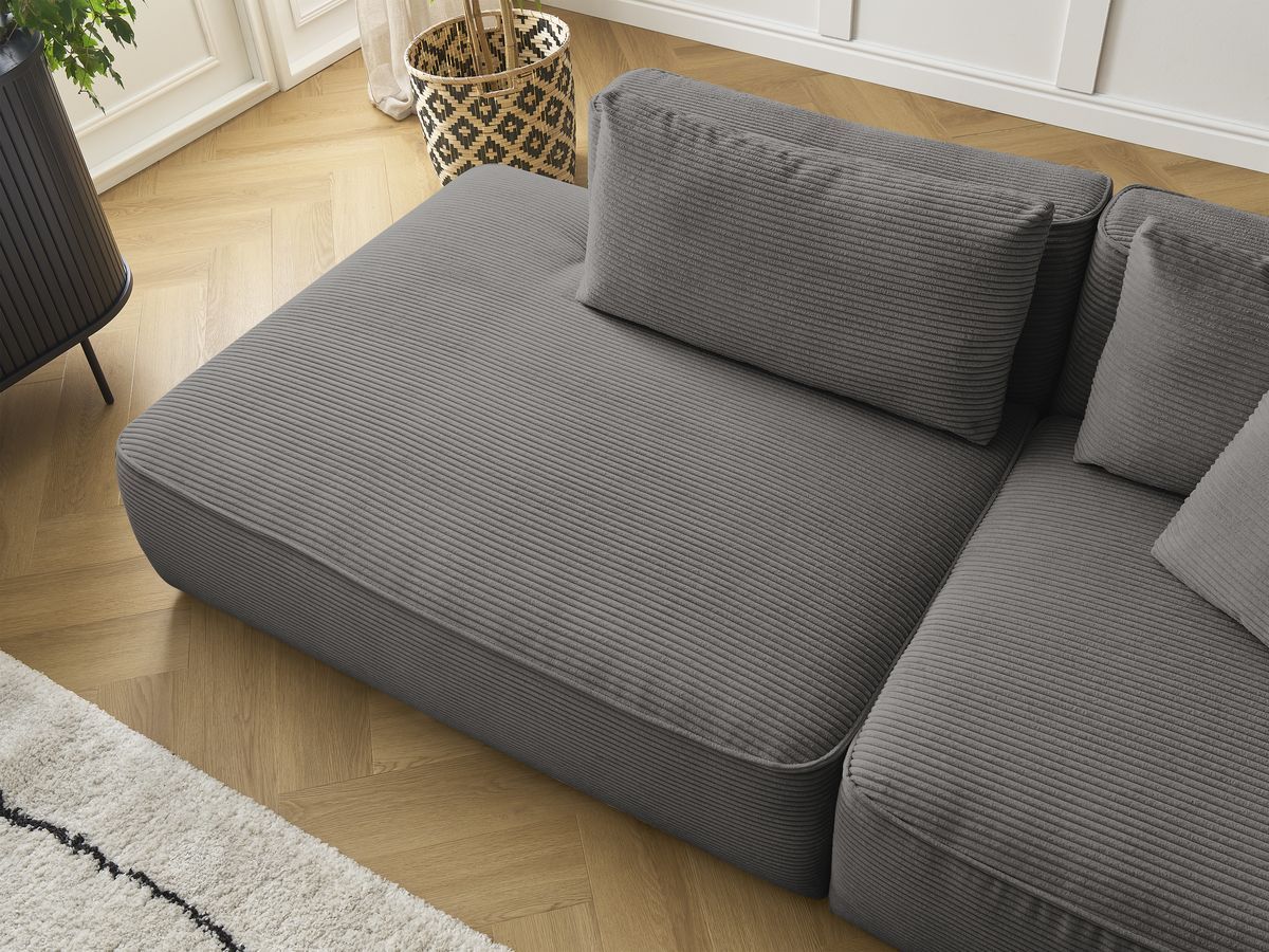 Bobochic Leopold Sofa 3-Sitzer Cordsamt Taupe Armlehne rechts