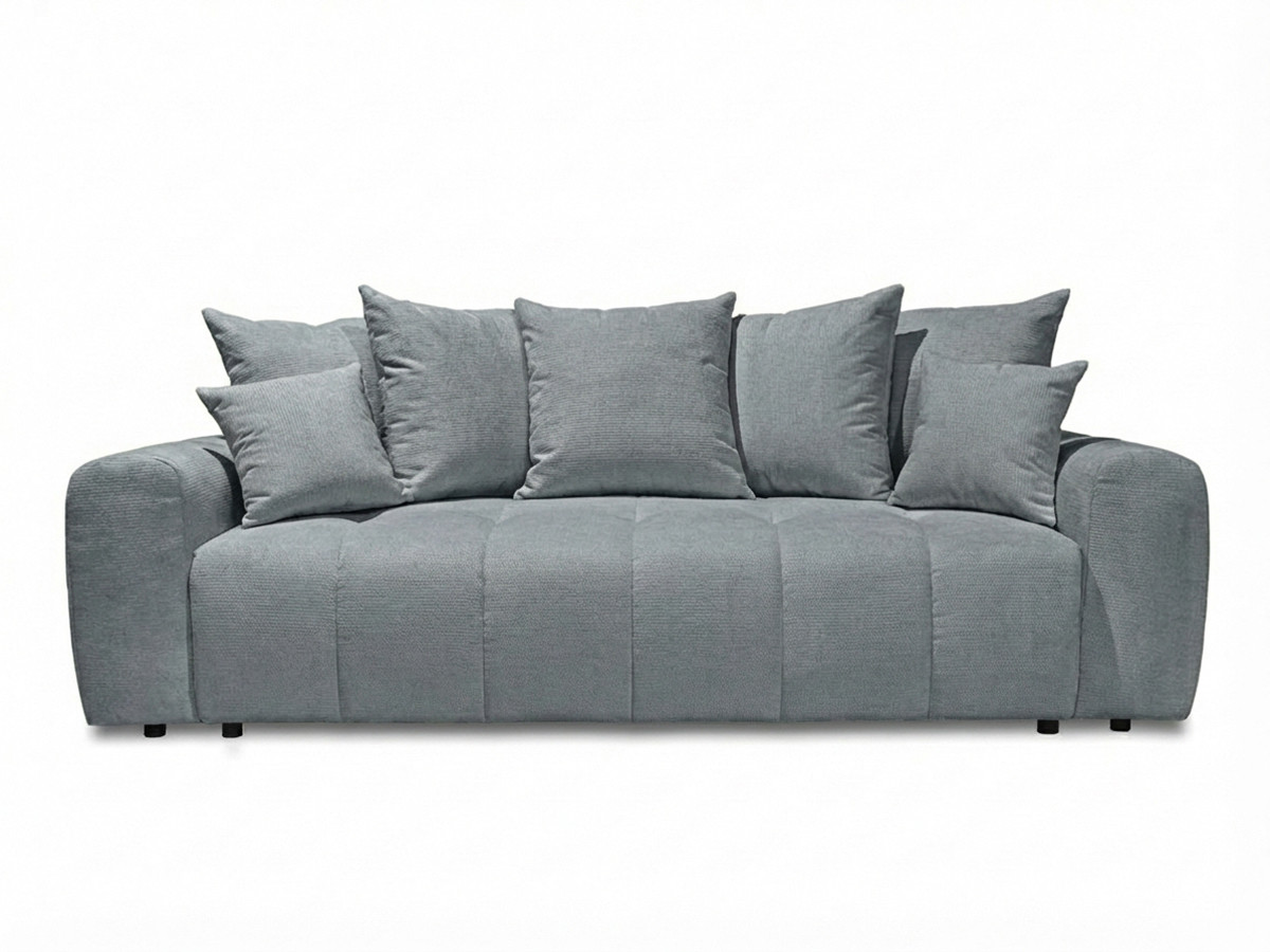 Bobochic Roxelane Schlafsofa 3-Sitzer mit Bettkasten Melange-Stoff Hellgrau